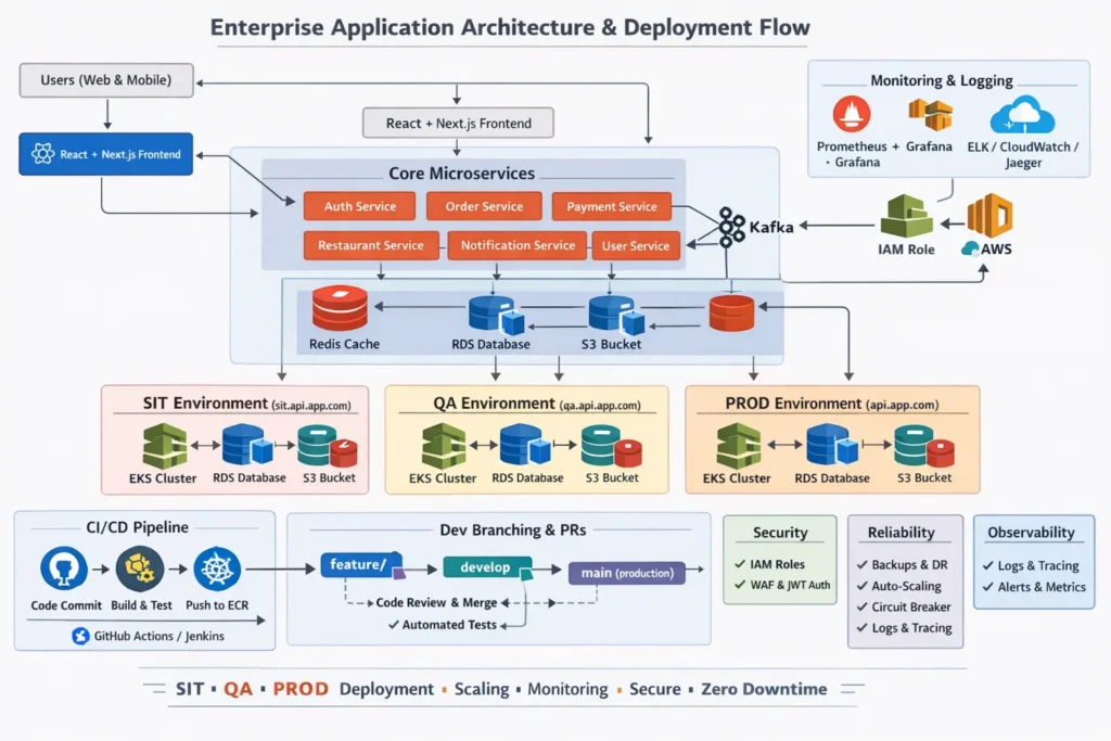 full for from Writting code to production with diffrent env sit , prod , qa