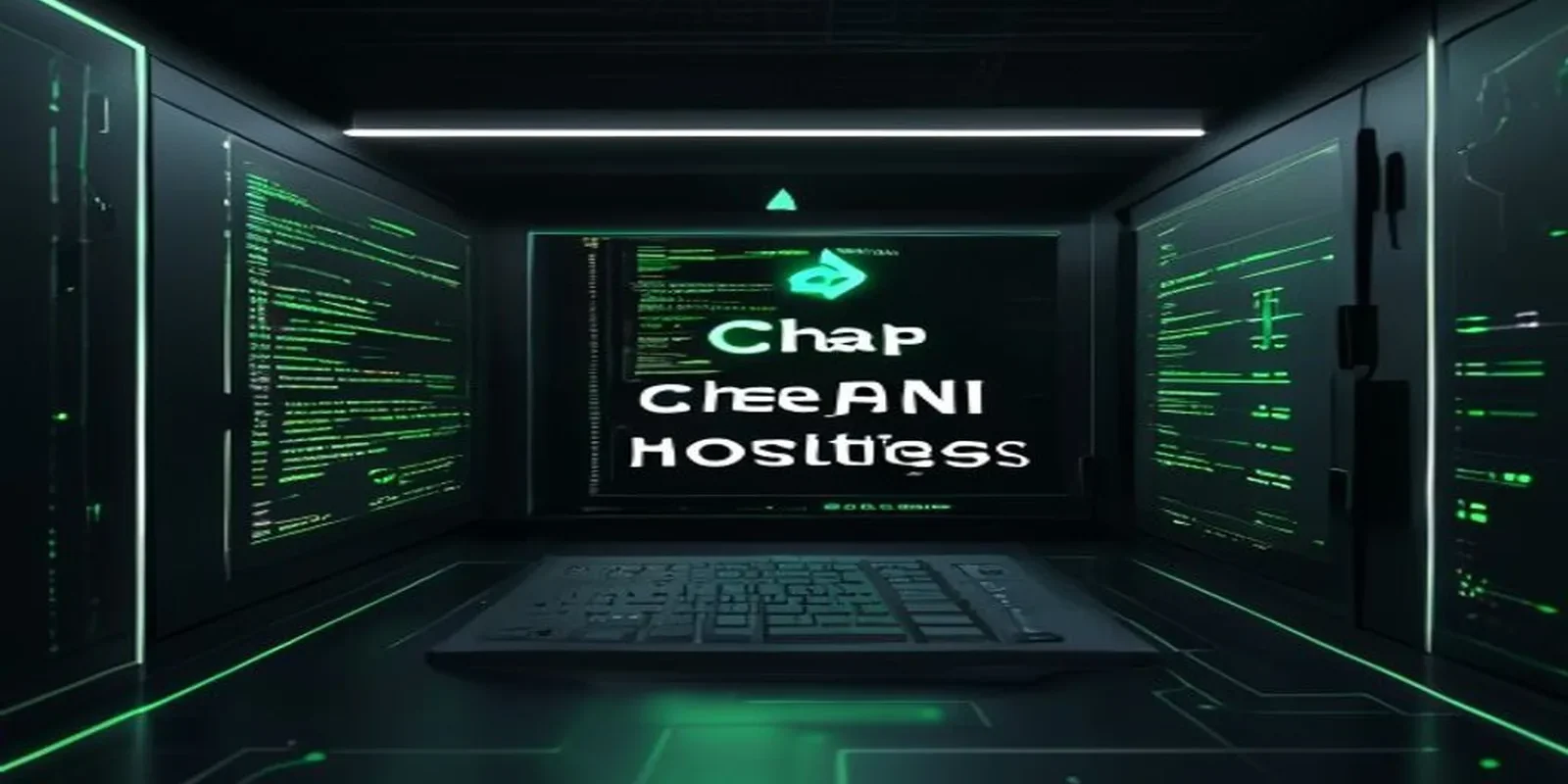 A dark developer‑themed cover image showing a glowing terminal and faint neon Heroku and Vercel outlines with the bold label “CHEAP AI HOSTING”, illustrating cheap AI agent hosting.