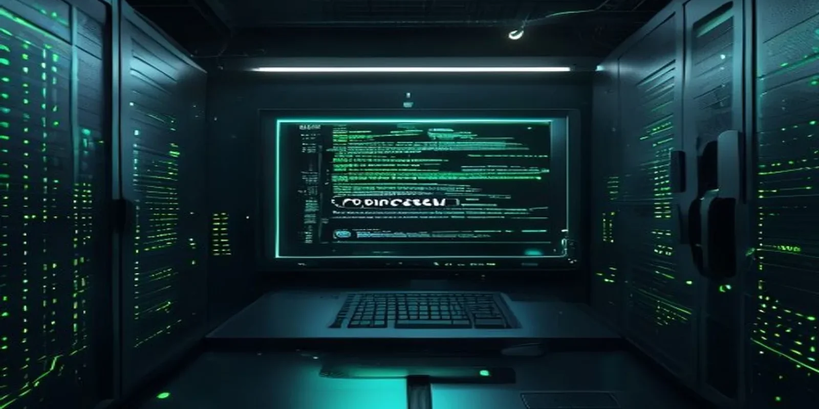 A dark developer‑style illustration with a glowing terminal and neon green accents visualizes AI agent memory and its context & recall capabilities for chatbots.