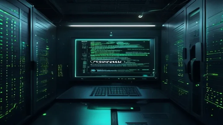 A dark developer‑style illustration with a glowing terminal and neon green accents visualizes AI agent memory and its context & recall capabilities for chatbots.