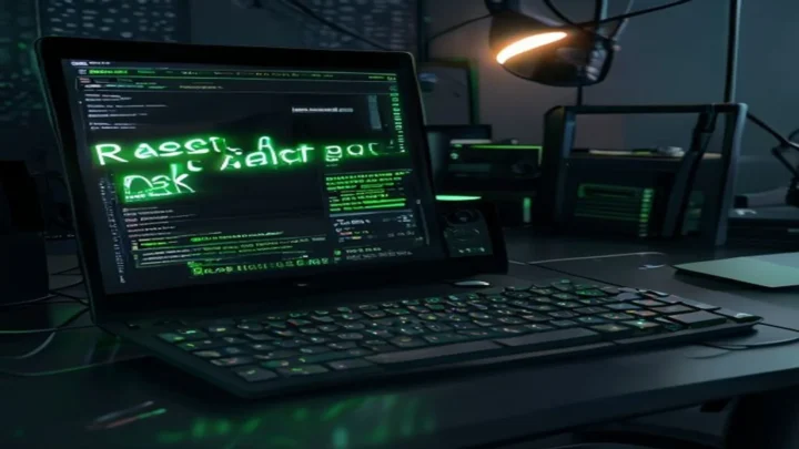 A dark‑mode developer workspace featuring a glowing terminal and neon #3ecf8e accents, illustrating a guide on Dark Mode with React Context and CSS Variables.