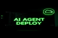 A dark developer‑themed illustration showing the deployment of the ADK Google AI Agent on Cloud Run, featuring a glowing terminal with neon green accents.