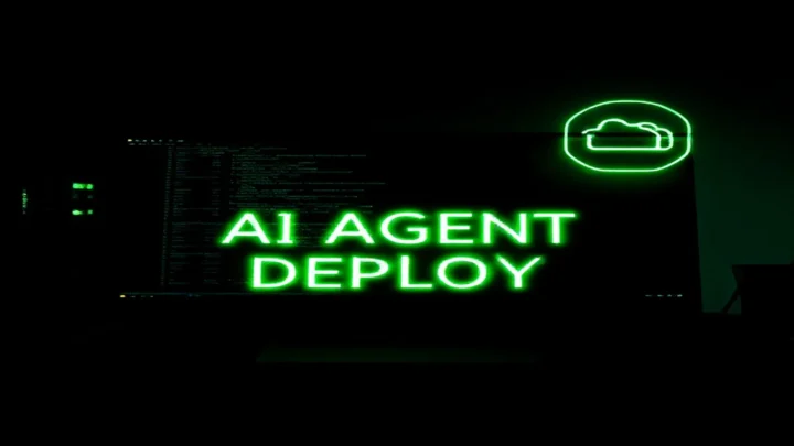 A dark developer‑themed illustration showing the deployment of the ADK Google AI Agent on Cloud Run, featuring a glowing terminal with neon green accents.