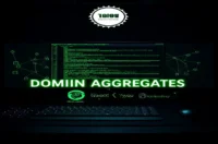 Dark‑mode developer scene illustrating domain‑driven aggregates with a glowing terminal, Prisma and TypeORM icons, and neon green accents.