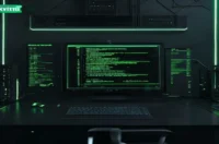A dark developer‑style illustration showing a glowing terminal with Redis commands and a JWT token, highlighting JWT token blacklisting with Redis.
