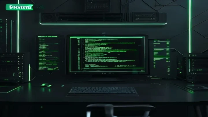 A dark developer‑style illustration showing a glowing terminal with Redis commands and a JWT token, highlighting JWT token blacklisting with Redis.