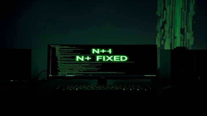 Dark developer terminal with neon green accents illustrating the N+1 Query Problem in GraphQL using DataLoader.