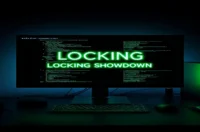 A dark‑mode developer scene with a glowing terminal and neon green accents illustrating optimistic vs pessimistic locking in JavaScript ORMs.
