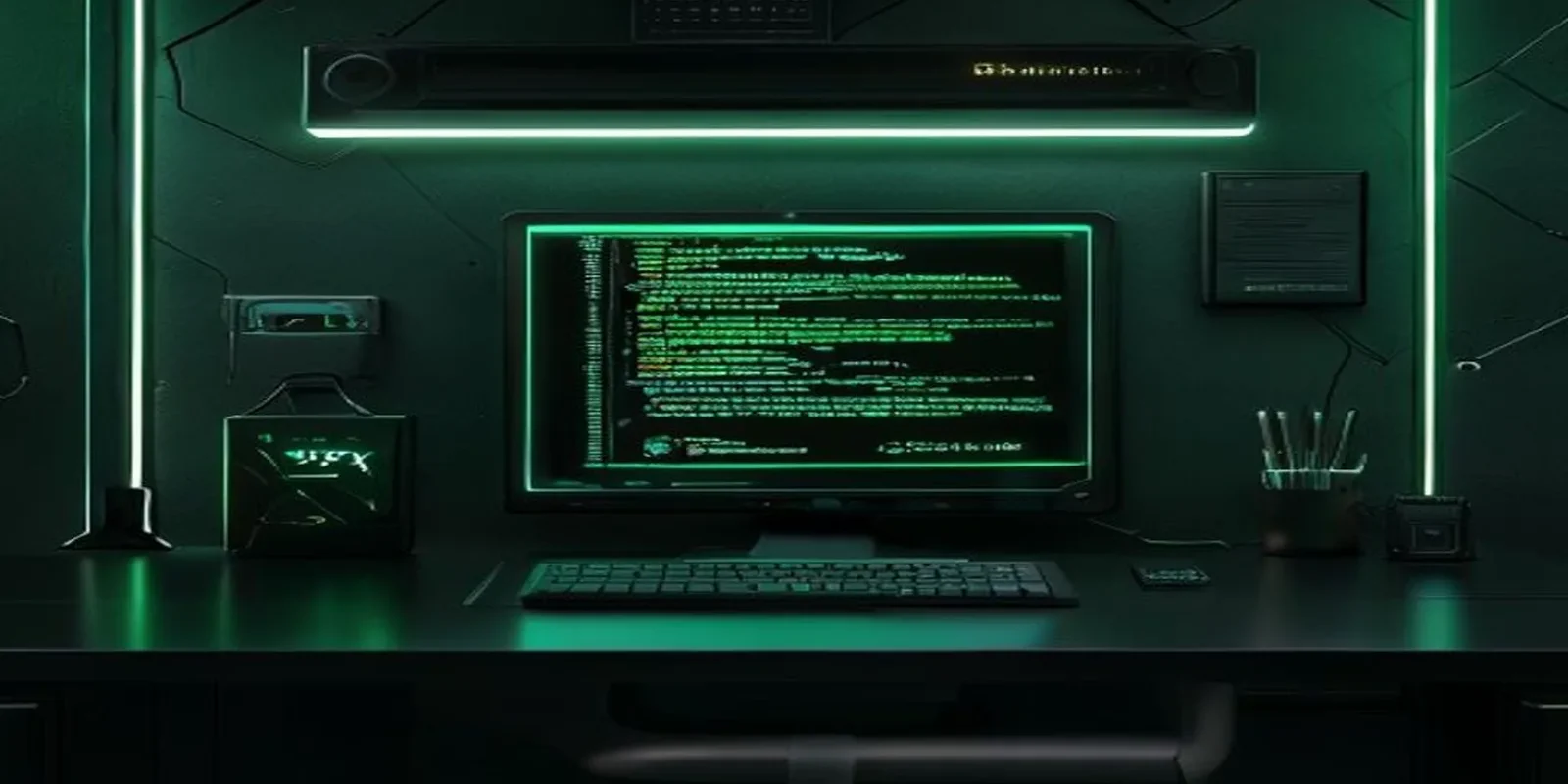 An illustration of a dark‑mode developer workspace emphasizing React lazy loading, code‑splitting, and dynamic imports.