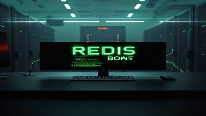 Dark‑mode developer scene featuring a glowing green terminal and neon circuitry, with the phrase “REDIS BOOST” highlighting a Redis data loader that supercharges ORM caching.