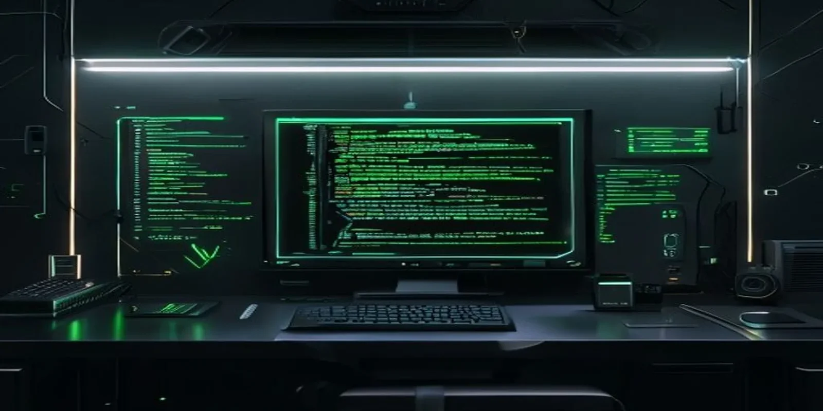 A dark developer‑style illustration featuring a glowing terminal and neon green accents highlighting the concept of refresh token rotation and reuse detection.