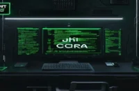 A dark‑mode developer workspace with a glowing terminal and subtle neon green accents, featuring the label "JWT SECURE SPA" to illustrate a secure single‑page application using JWT access and refresh tokens.