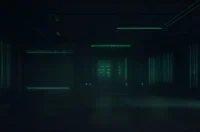 A dark‑mode developer scene with a glowing terminal and sleek hardware accented in neon green, visualizing the CI/CD showdown between AI agents and traditional automation.