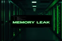 A dark‑mode developer scene with a glowing terminal showing a Kubernetes pod alert for an AI Agent Memory Leak, highlighted in neon green, illustrating the article “AI Agent Memory Leak in Kubernetes: 5 Fixes (2026)”.