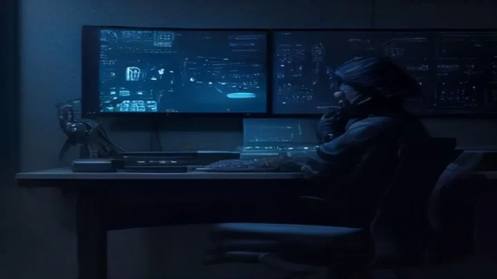 A dark‑mode developer scene featuring a glowing terminal and sleek hardware, highlighting the concept of backend‑driven UI practices.