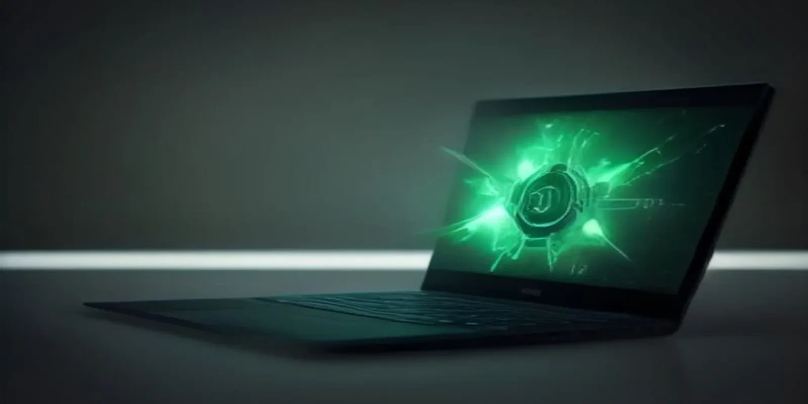 A dark developer workspace illustration highlighting backend‑driven UI best practices for mobile apps, featuring a glowing terminal and neon green accents.