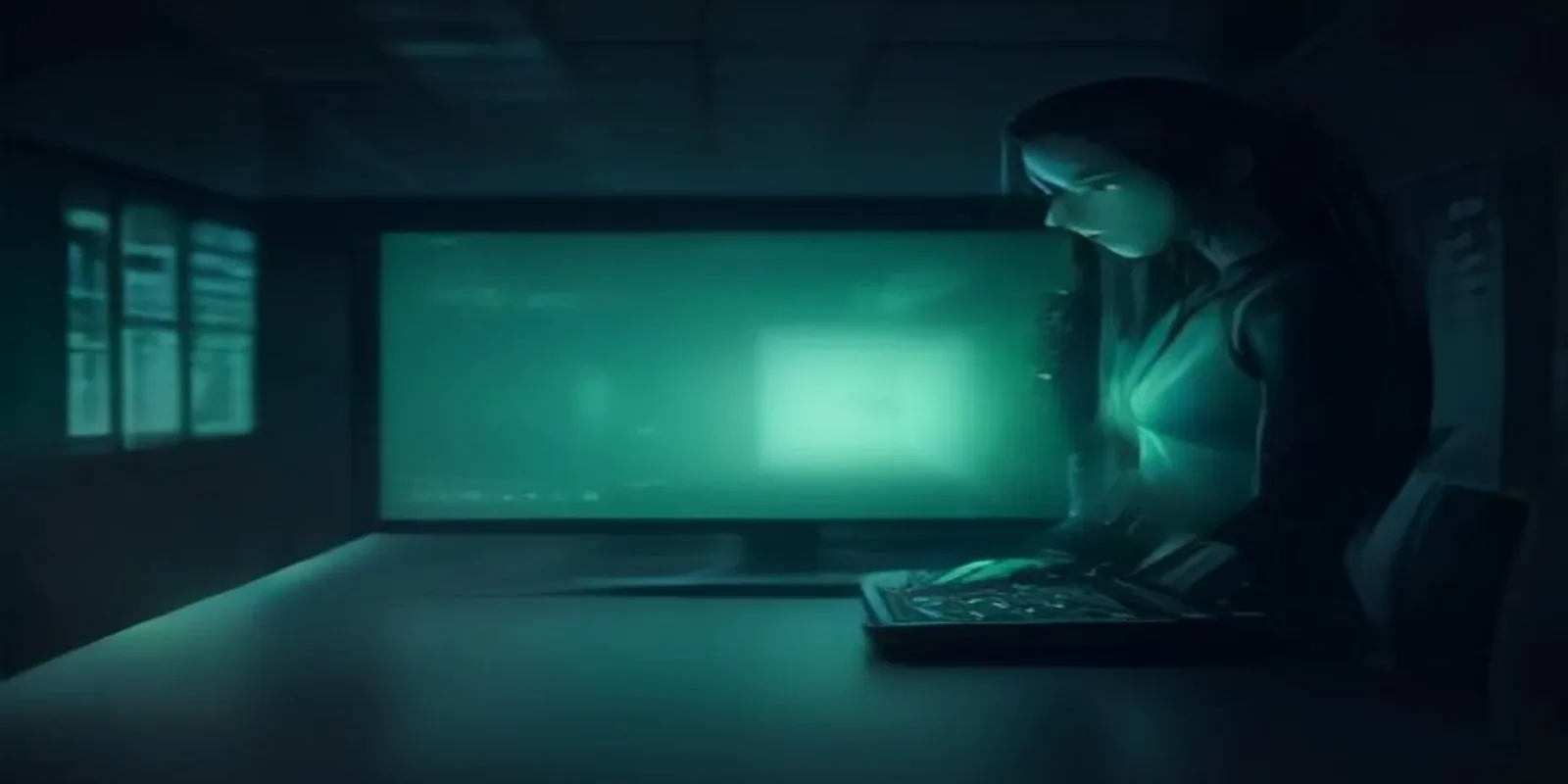 A dark developer‑themed illustration with a glowing terminal and neon green accents visualizing Backend‑Driven UI tips for mobile apps.