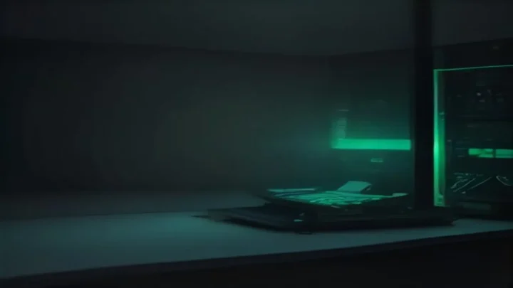 Dark‑mode developer workstation with a glowing terminal and neon green accents, illustrating the concept of backend from first principles.
