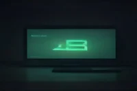 An illustration of a dark developer workspace with a glowing green terminal and faint neon‑green 3D asset wireframe, highlighting ChatGPT prompt chaining for 3D assets.