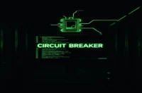 A dark developer‑style illustration featuring a glowing terminal and a neon‑green circuit‑breaker icon, representing Go patterns for AI APIs in 2026.