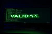 A dark‑mode developer scene featuring a glowing terminal with green code and the bold label “VALIDATE EXPRESS”, representing Express data validation middleware tips.