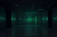 A dark‑mode developer scene featuring sleek black servers, a glowing green terminal and neon #3ecf8e accents, overlaid with the bold label “MULTI‑REGION AI” to represent multi‑region AI deployment.