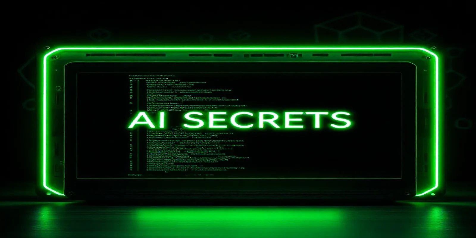 Dark developer‑style illustration with a glowing terminal and subtle Kubernetes symbols, featuring the bold neon‑green label “AI SECRETS” to represent managing secrets for AI agents in Kubernetes.
