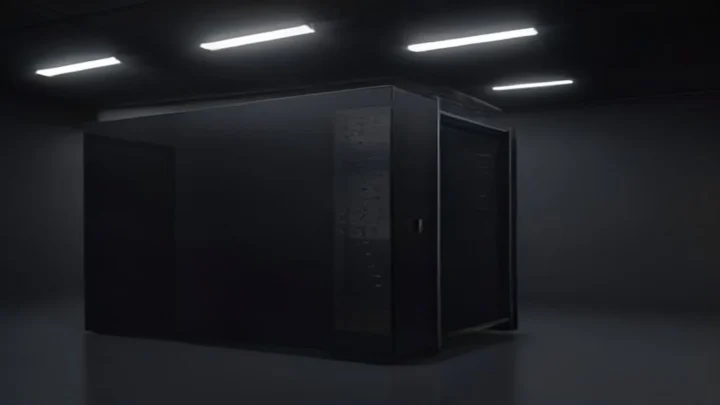A dark‑mode developer scene illustrating the tradeoffs between monolith and microservices for startups in 2026.
