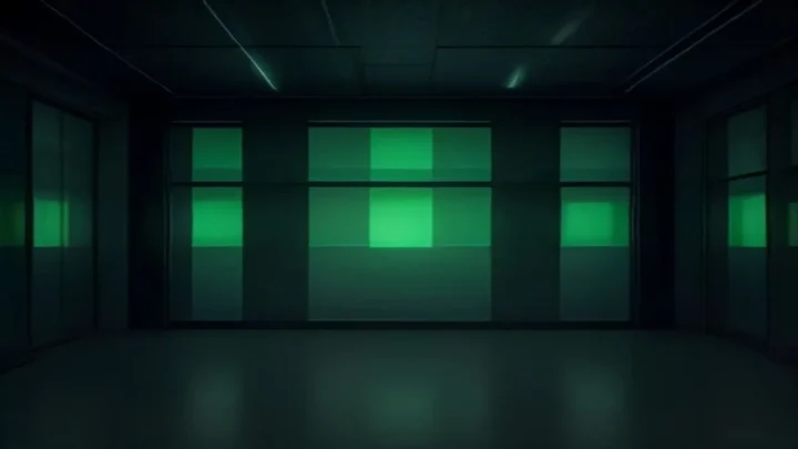 A dark‑mode developer scene showing a glowing terminal with OpenTelemetry trace logs, connected microservice icons, and a neon‑green AI brain silhouette, illustrating OpenTelemetry tracing for microservices and AI agents.