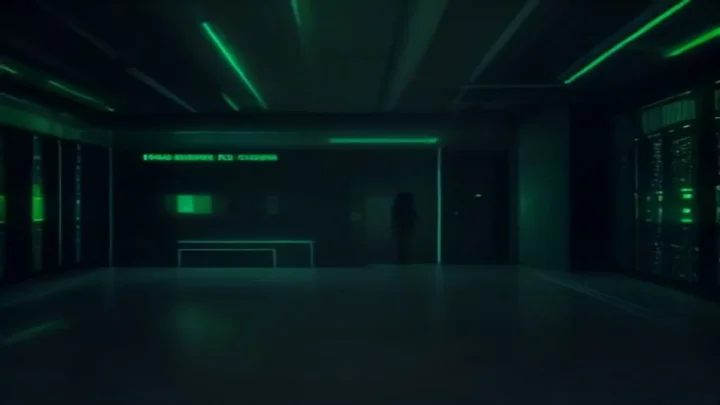 Illustration of a dark‑mode developer workspace showing a glowing terminal and sleek hardware with green neon accents, highlighting the concept of an Outbox Pattern for Kubernetes billing events.
