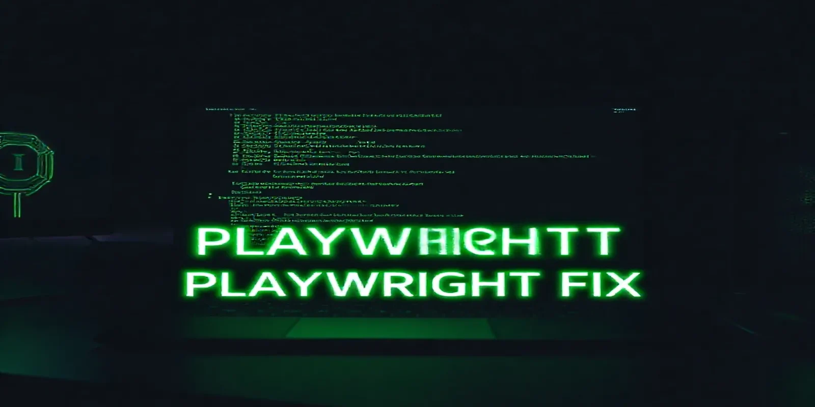 Dark developer workspace cover depicting a glowing terminal with a Playwright Target Closed error and the overlay label “PLAYWRIGHT FIX”.