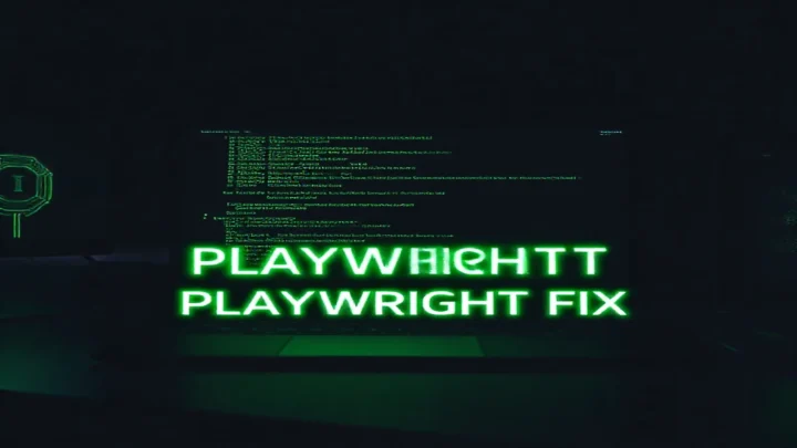 Dark developer workspace cover depicting a glowing terminal with a Playwright Target Closed error and the overlay label “PLAYWRIGHT FIX”.