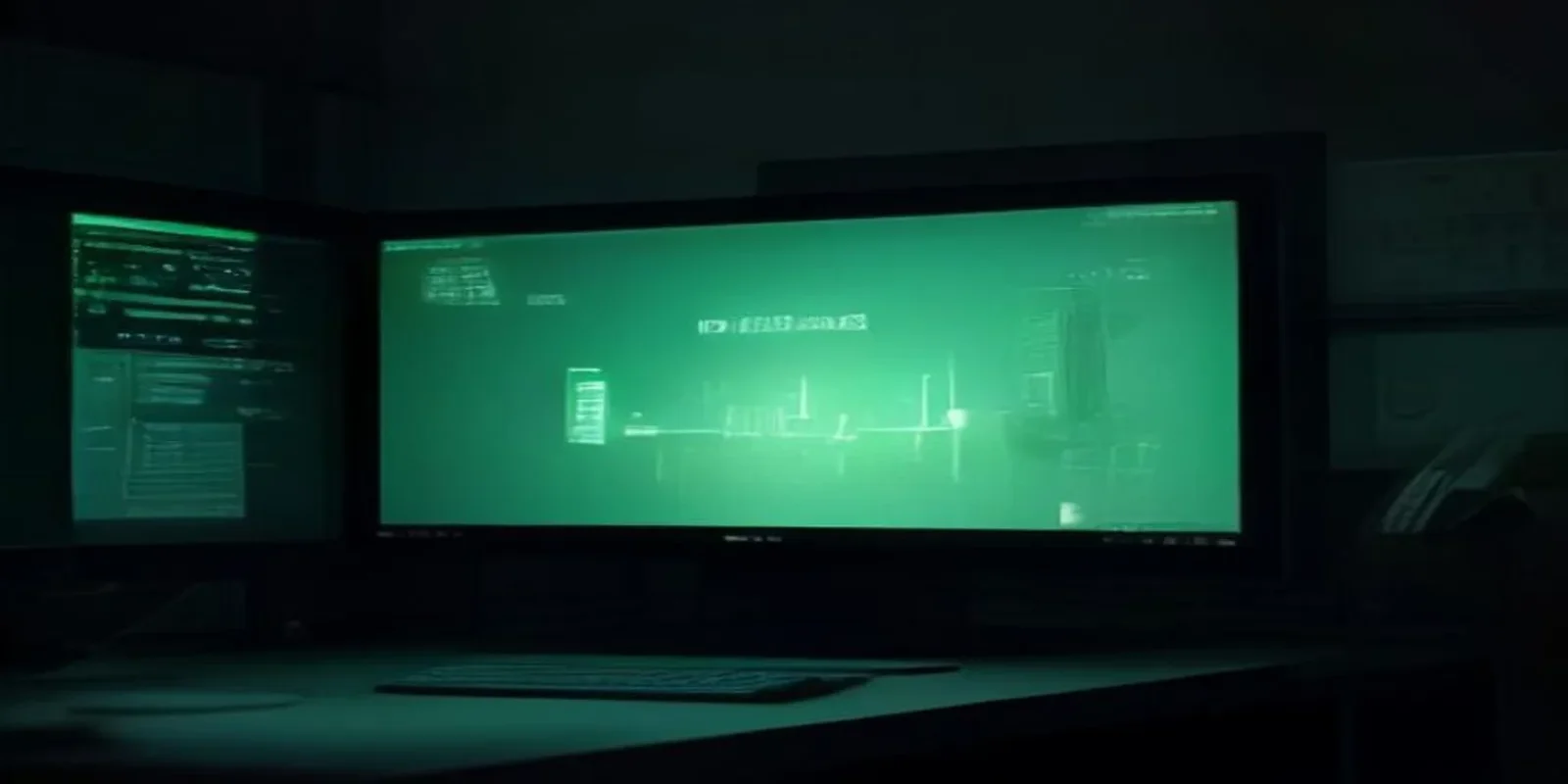 Dark‑mode developer scene with a glowing terminal and sleek server hardware highlighted by neon green accents, illustrating PostgreSQL connection pool exhaustion in AI workloads.