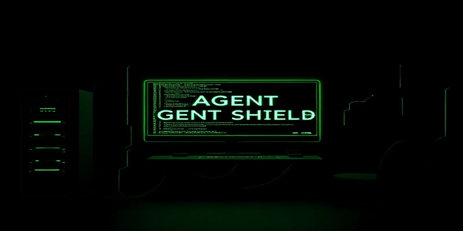 Illustration of a dark developer workstation with a glowing green terminal and the label "AGENT SHIELD", representing ways to prevent AI Agent State Corruption.