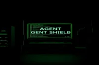 Illustration of a dark developer workstation with a glowing green terminal and the label "AGENT SHIELD", representing ways to prevent AI Agent State Corruption.
