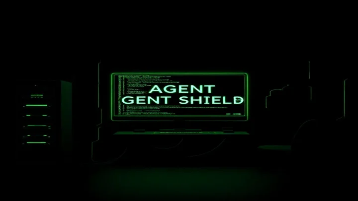 Illustration of a dark developer workstation with a glowing green terminal and the label "AGENT SHIELD", representing ways to prevent AI Agent State Corruption.