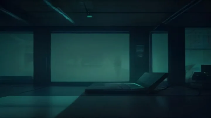 A dark‑mode developer workstation showing a glowing terminal and subtle neon green accents, illustrating the SmokeRevel testing setup for Flutter apps.