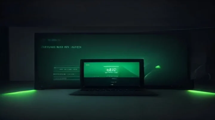 Dark‑mode developer workstation with a glowing green terminal and neon accents highlighting the phrase “FLUTTER TESTING,” representing AI Flutter testing tips for SmokeRevel vs Playwright.