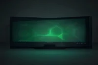 A dark‑mode developer workstation with a glowing green terminal displaying the phrase “ROLLBACK PATTERNS,” illustrating versioned AI prompts and their rollback patterns.