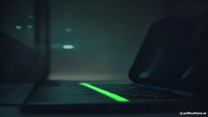 A futuristic dark-mode blog cover featuring glowing green neon accents and the text "AI AGENT MONOREPO" centered over a sleek laptop keyboard.