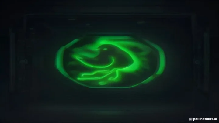 A dark-themed digital illustration featuring a glowing green robotic bird symbolizing a canary rollout for AI agents alongside the text CANARY AI.
