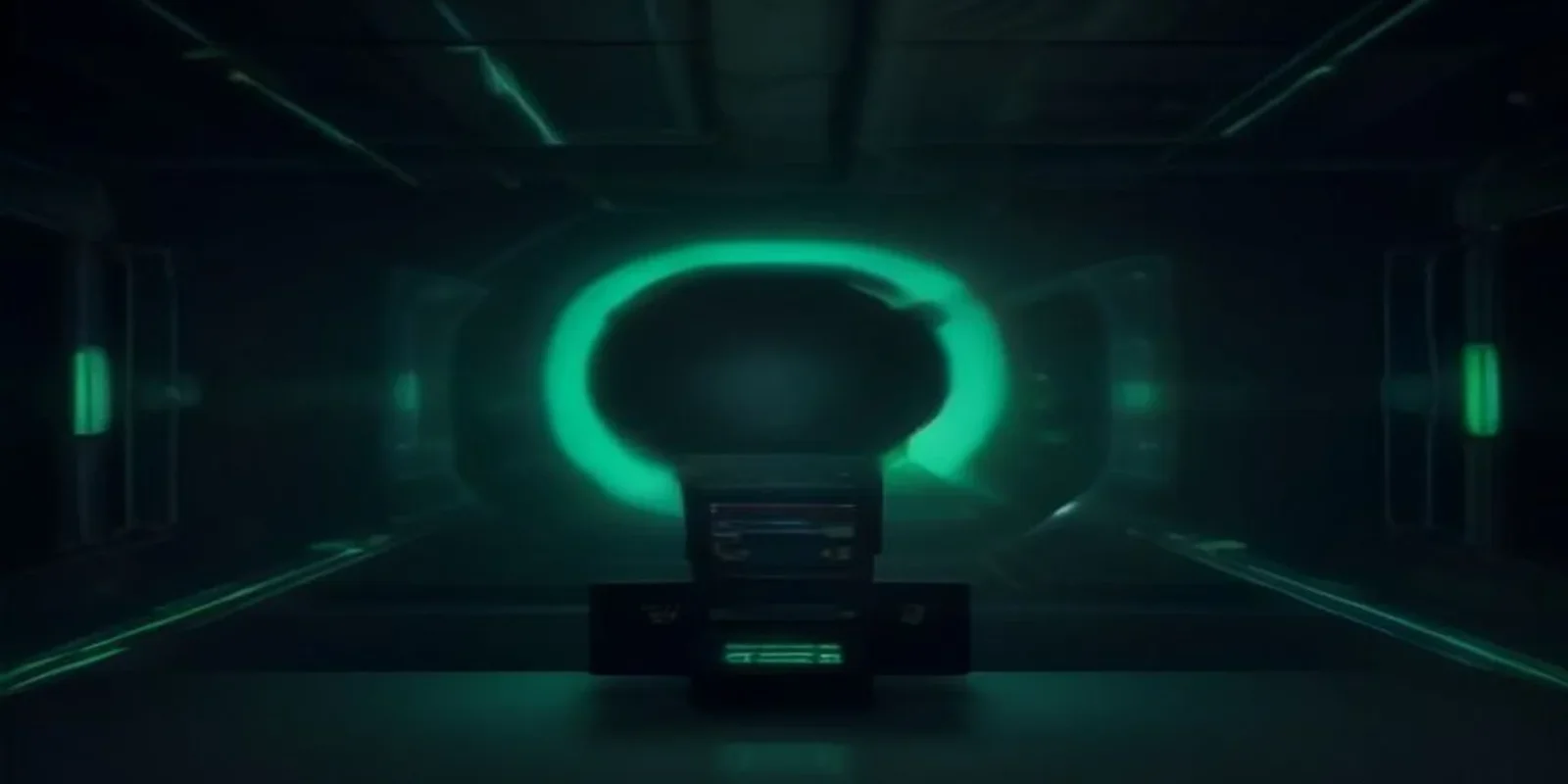 A futuristic terminal displaying glowing green holographic nodes representing a knowledge-based agent in AI.