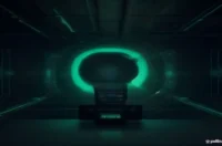 A futuristic terminal displaying glowing green holographic nodes representing a knowledge-based agent in AI.