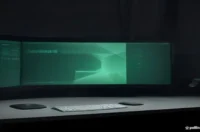 A dark‑mode developer workstation illustrating the Claude Computer Use API with a multi‑window interface and neon green accents.