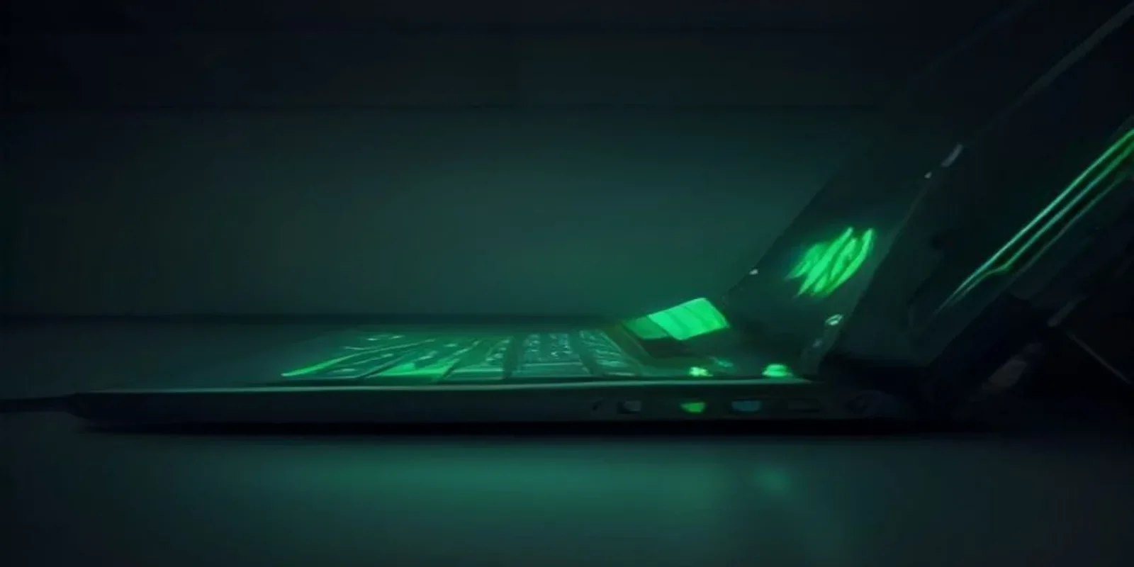 Dark‑mode developer scene with a glowing terminal and sleek hardware highlighted by green neon accents, illustrating the Claude GUI Agent Build comparison between PyQt6 and Tauri.