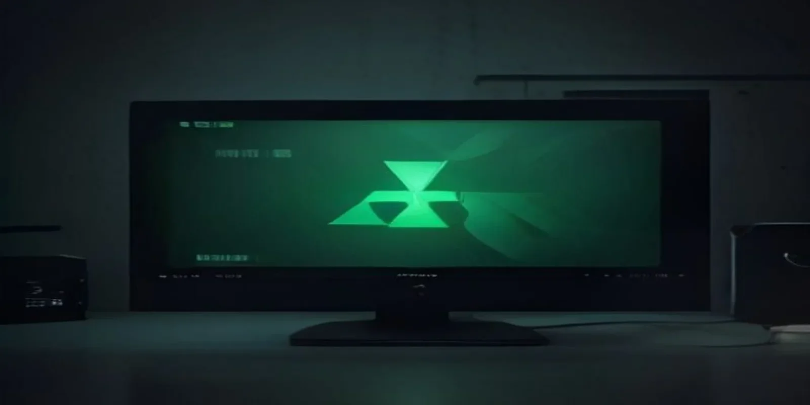 A dark‑mode developer scene with a glowing terminal and sleek hardware highlighted by neon green accents, featuring a centered “PDF FILLER” label that represents the Claude GUI Agent desktop PDF form‑filler build (2026).