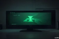 A dark‑mode developer scene with a glowing terminal and sleek hardware highlighted by neon green accents, featuring a centered “PDF FILLER” label that represents the Claude GUI Agent desktop PDF form‑filler build (2026).