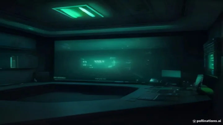 A futuristic developer workstation with glowing green terminal showing latency metrics, neon green accents on dark hardware, and bold "40% FASTER" text centered.