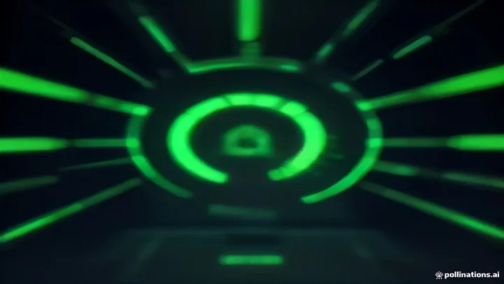 Dark terminal interface with glowing green progress bar and human fingerprint icon, text reads HUMAN APPROVAL.