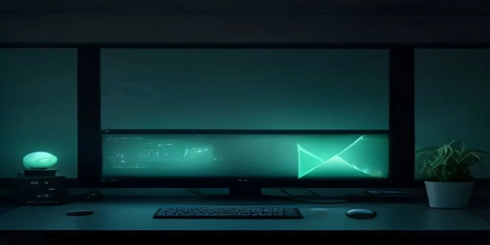 Dark developer workspace with split-screen terminal showing mathematical proofs versus code, glowing "PROOF WARS" text in green neon-lit scene.